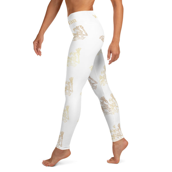 WytchWood Yoga Leggings - White with Woodland Green Fade