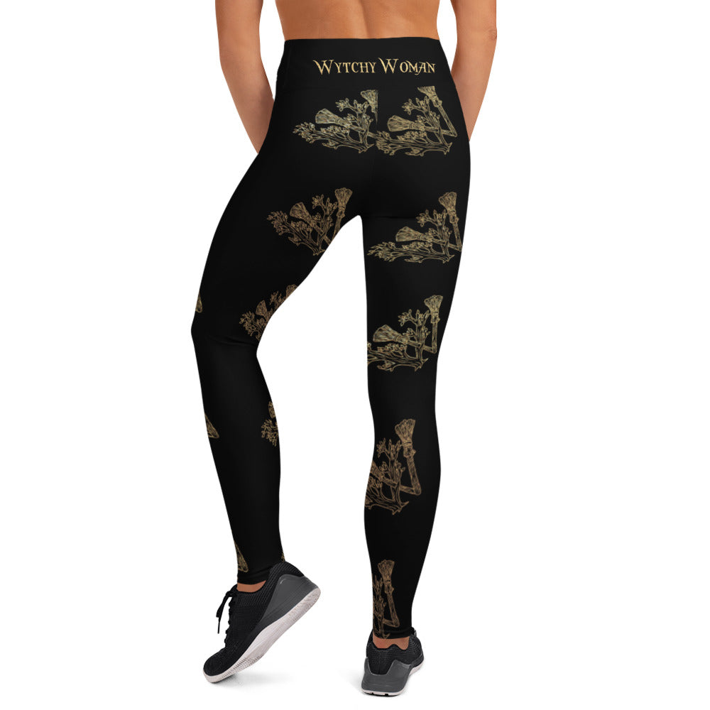 WytchWood Yoga Leggings - Black with Gold Print