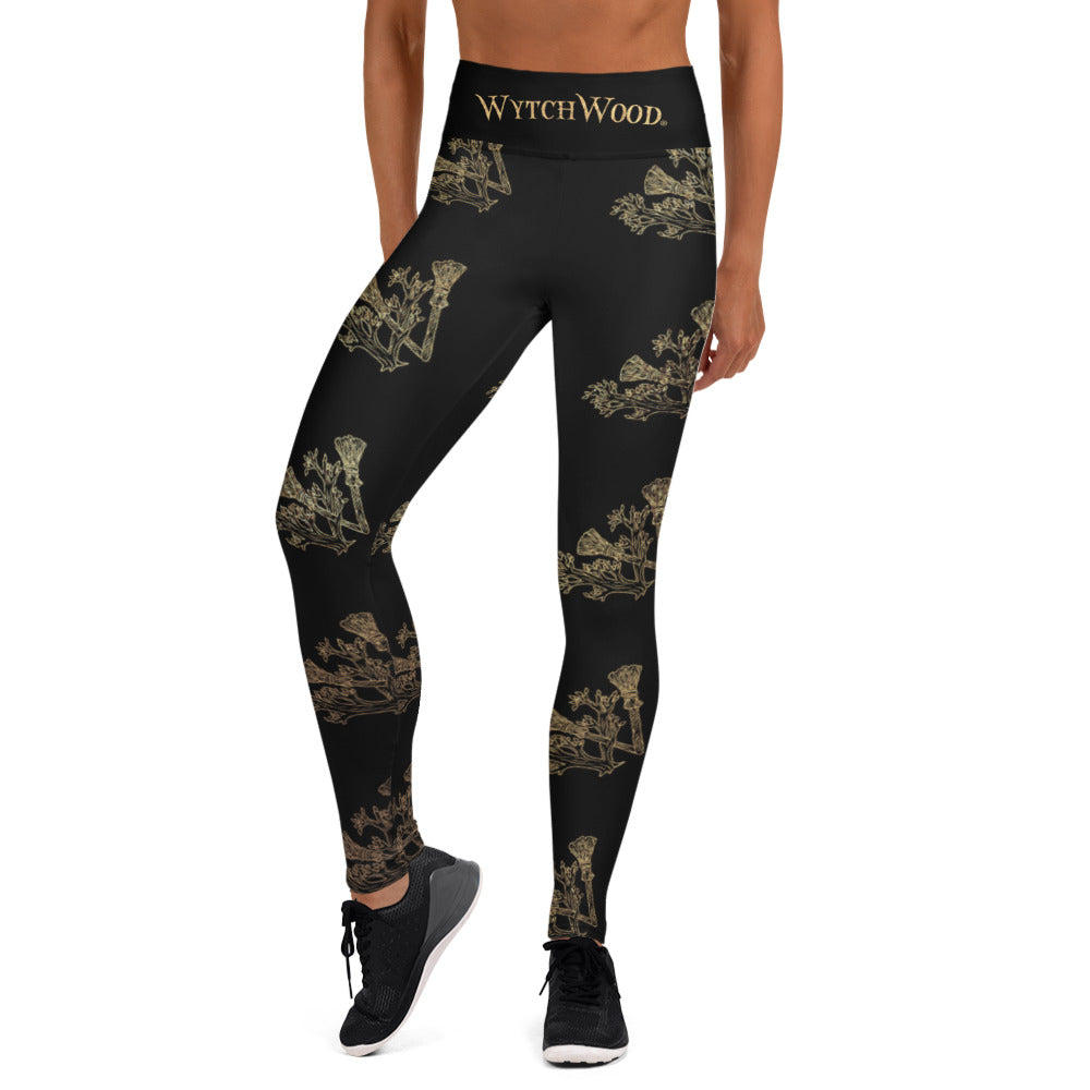 WytchWood Yoga Leggings - Black with Gold Print