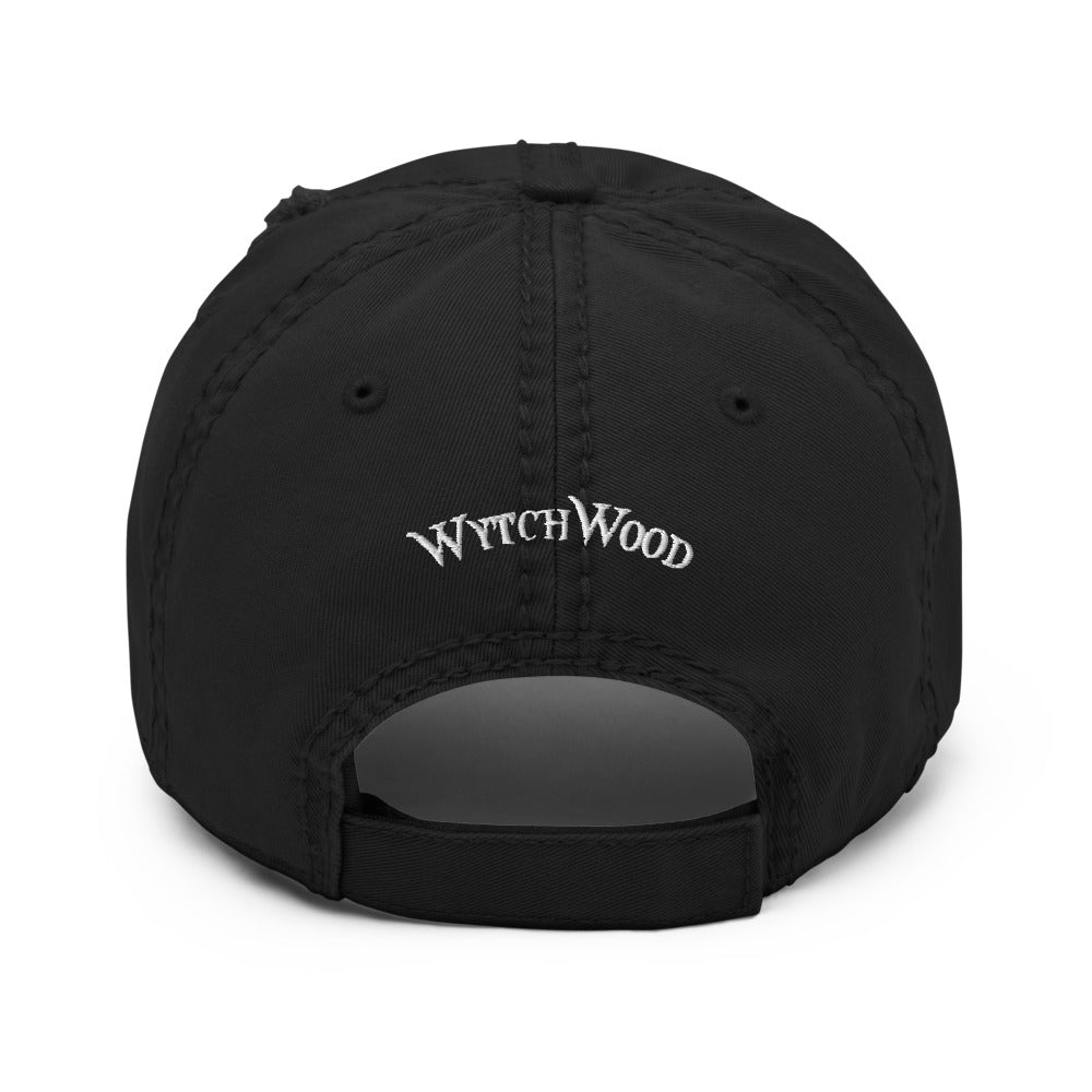 WytchWood Traditional Embroidered Dad Hat - Black with White Stitching