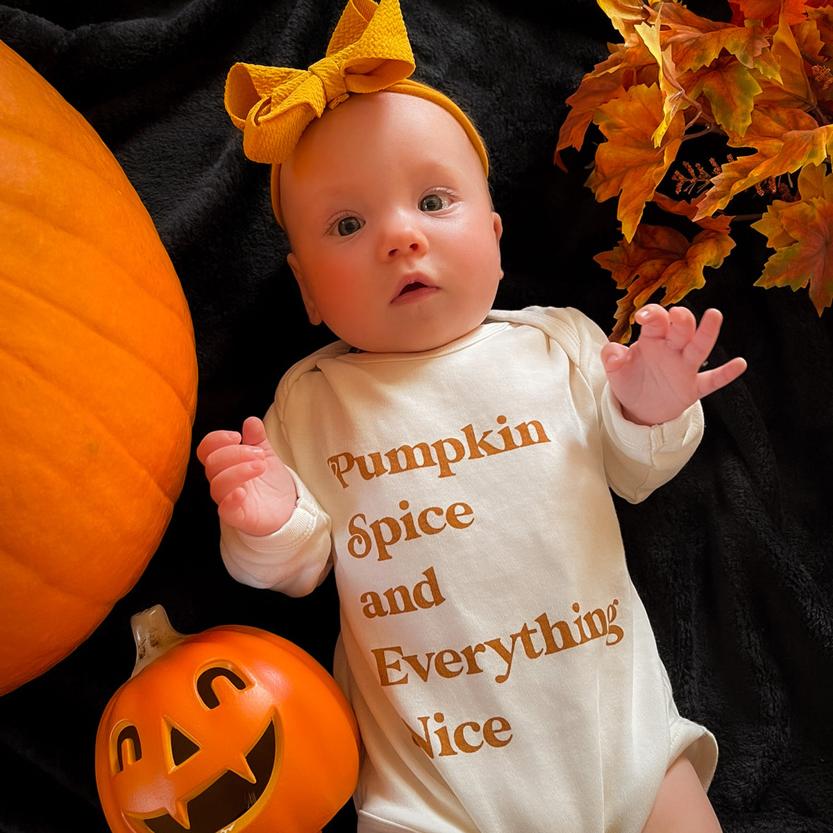 Pumpkin Spice Long Sleeve Baby Onesie